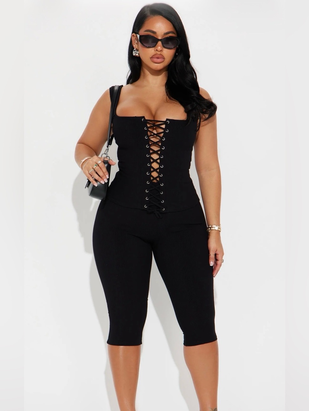 NWT Fashion Nova leggings corset pants set. *Fits like a Medium* Corset Top; Squ - Picture 3 of 5